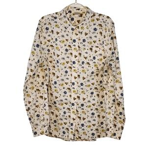 Duluth‎ Trading Co Womens Button Down Blouse Long Sleeve Floral Print Size L